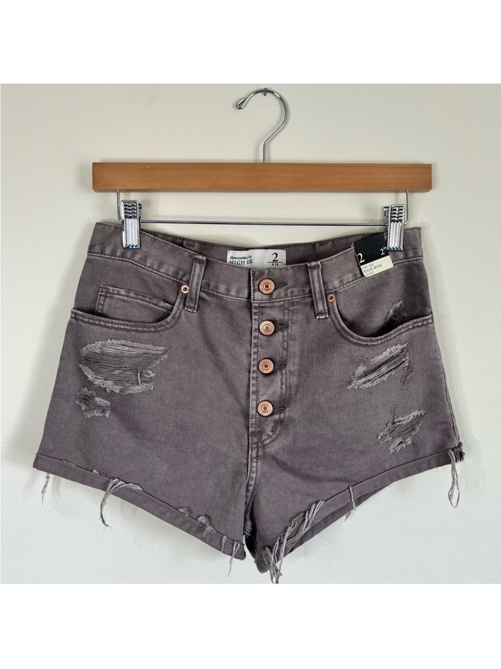 Abercrombie & Fitch Distressed Button fly Jean Shorts daisy dukes size 2 NWT